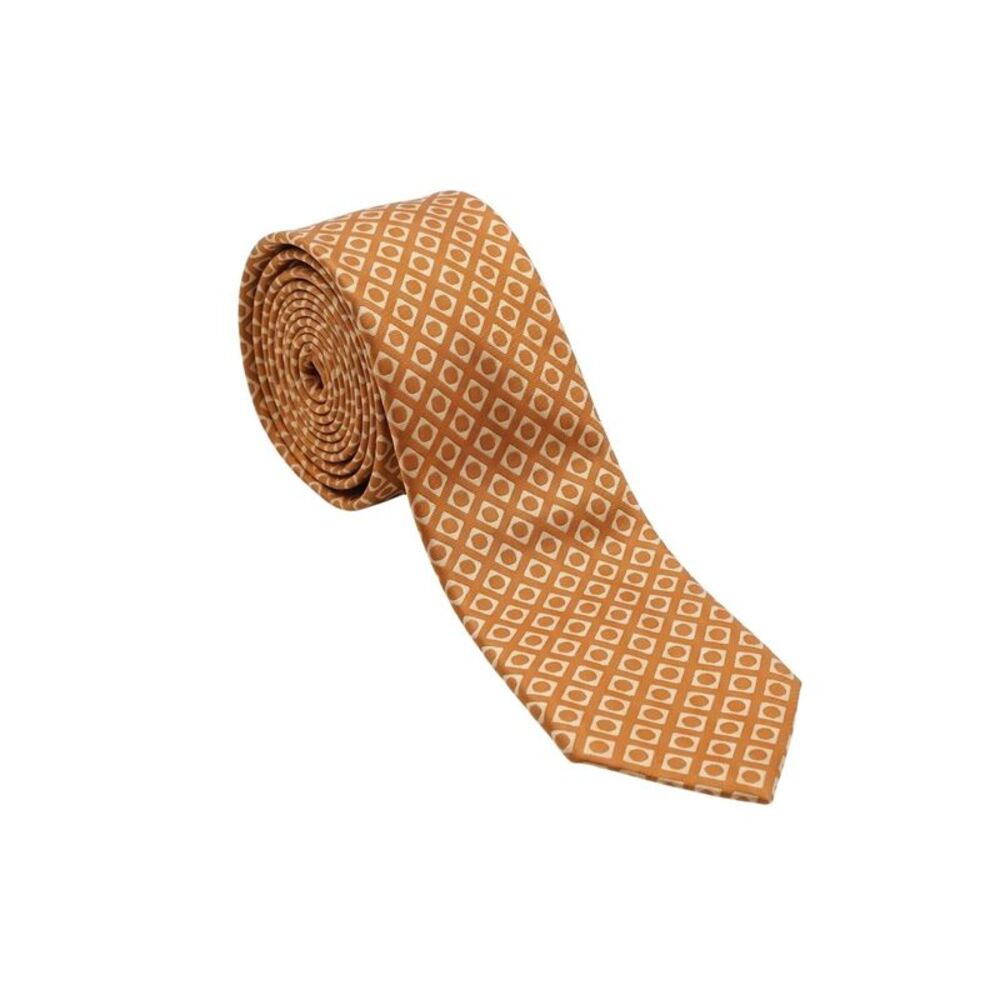 Armani Collezioni Mens Orange / Gold Geometric Silk Neck Tie